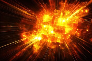 Wall Mural - dynamic explosion of red and yellow light in abstract pattern design