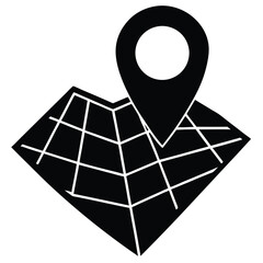 isolated black vector military field map on white background