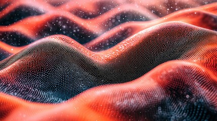 Wall Mural - abstract wave pattern, orange to blue color gradient, dotted