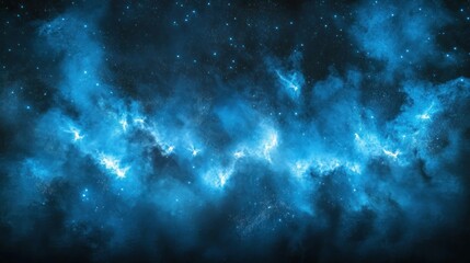 Wall Mural - Blue nebula. Starry, cloud-like texture on dark backdrop