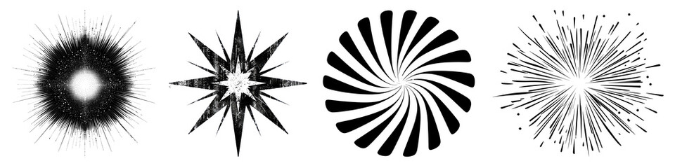Wall Mural - png abstract radial burst designs, element set on transparent background