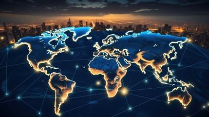 Wall Mural - logistics international delivery concept, world map with logistic network distribution on background