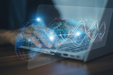 a businessman tracks international shipments using his computer before exporting products directly t