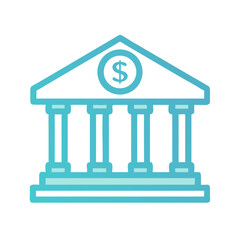 Poster - Bank Building Institution Icon Representing Financial Services and Banking