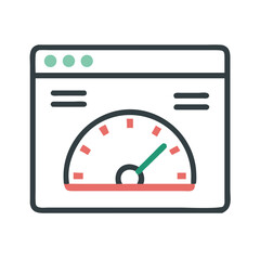 Fototapete - Browser with Speedometer Icon Representing Website Performance and Speed