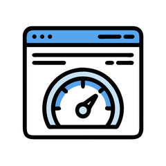Fototapete - Browser with Speedometer Icon Representing Website Performance and Speed