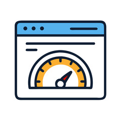 Fototapete - Browser with Speedometer Icon Representing Website Performance and Speed
