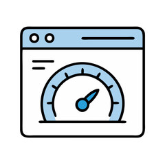 Fototapete - Browser with Speedometer Icon Representing Website Performance and Speed