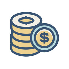 Poster - Coins Stack with Dollar Icon Representing Wealth, Savings, or Financial Growth