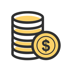 Poster - Coins Stack with Dollar Icon Representing Wealth, Savings, or Financial Growth