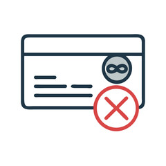 Poster - Credit Card with Denied Symbol Icon Representing Payment Rejection or Transaction Failure