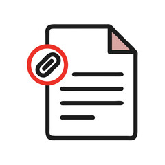 Fototapete - Document Sheet with Paperclip Icon Representing Attached Files and Organization