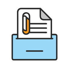Fototapete - Document File Box with Paperclip Icon Representing Organized Files and Attachments