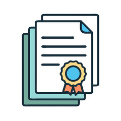 Poster - Document Stack with Seal Icon Representing Official Files and Authorized Documents