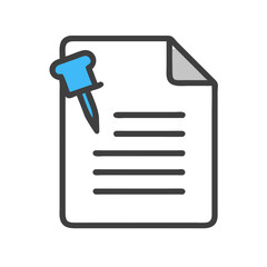 Fototapete - Document with Pushpin Icon Representing Important Files and Task Reminders