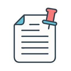 Fototapete - Document with Pushpin Icon Representing Important Files and Task Reminders