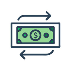 Poster - Dollar Bill with Arrows Icon Representing Money Flow and Financial Exchange