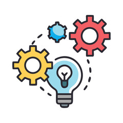 Poster - Gears with Lightbulb Icon Representing Innovation and Creative Solutions