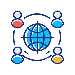 Poster - Global Team Icon Representing International Collaboration and Cross-Border Teamwork