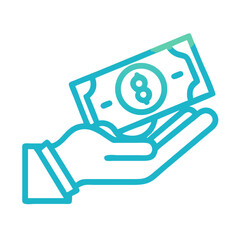 Poster - Hand Holding Money Icon Representing Financial Transaction and Wealth