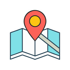 Poster - Map with Marker Icon Representing Location Tracking and Navigation