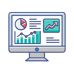 Leinwandbilder - Monitor with Marketing Chart Icon Representing Campaign Performance and Business Analytics