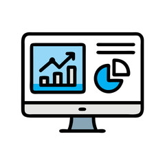 Leinwandbilder - Monitor with Marketing Chart Icon Representing Campaign Performance and Business Analytics
