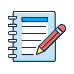 Leinwandbilder - Notebook with Pencil Icon Representing Writing, Drawing, and Note Taking