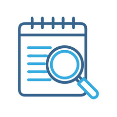 Poster - Notepad with Magnifying Glass Icon Representing Document Search and Analysis
