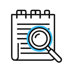 Poster - Notepad with Magnifying Glass Icon Representing Document Search and Analysis