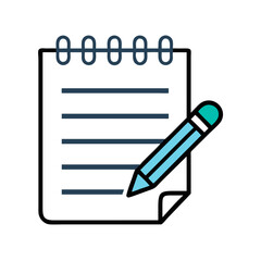 Leinwandbilder - Notepad with Paper and Pencil Icon Representing Note Taking and Writing Tasks