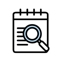 Poster - Notepad with Magnifying Glass Icon Representing Document Search and Analysis
