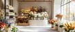 © Thiago - A flower shop interior filled with various flower arrangements on shelves and display tables inside the store