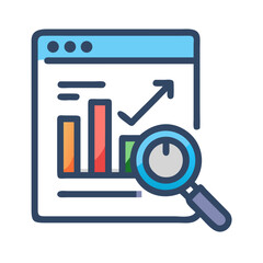 Fototapete - SEO Content Analysis Icon Representing Search Optimization and Digital Strategy Review