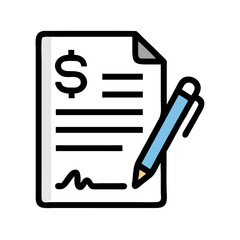 Fototapete - Signed Financial Document Icon Representing Approved Agreement and Official Paperwork