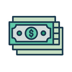 Poster - Stack of Cash Bills Icon Representing Money, Payment, and Financial Assets