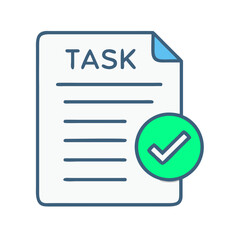 Aufkleber - Task Document with Completion Indicator Icon Representing Finished Work and Productivity Status