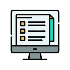 Aufkleber - Task List on Computer Monitor Icon Representing Digital Productivity and Work Management