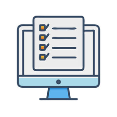Fototapete - Task List on Computer Monitor Icon Representing Digital Productivity and Work Management