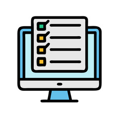 Aufkleber - Task List on Computer Monitor Icon Representing Digital Productivity and Work Management