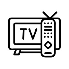 Fototapete - TV with Remote Icon Representing Television Entertainment and Media Control