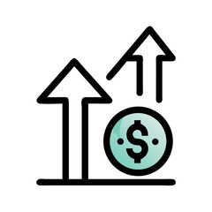 Aufkleber - Upward Cash Arrow Icon Representing Financial Growth