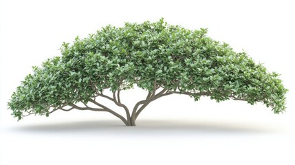Wall Mural - Lush tree with dense green foliage on white