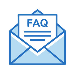 Poster - Envelope with FAQ Document Icon Representing Email Help Support