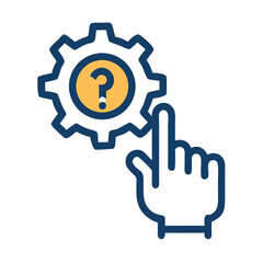 Leinwandbilder - Finger on Gear Icon Representing Interactive Help Access
