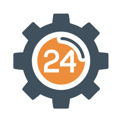 Poster - Gear with 24 Label Icon Representing Round-the-Clock Technical Support

