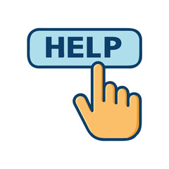 Leinwandbilder - Help Button with Hand Icon Representing Clickable Assistance