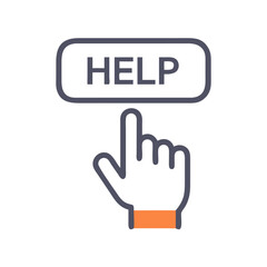 Leinwandbilder - Help Button with Hand Icon Representing Clickable Assistance