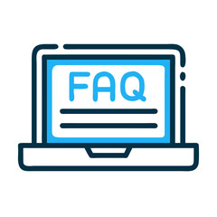 Leinwandbilder - Laptop with FAQ Window Icon Representing Web-Based Help