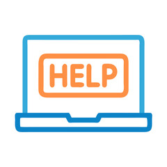 Leinwandbilder - Laptop with Help Label Icon Representing Digital Support